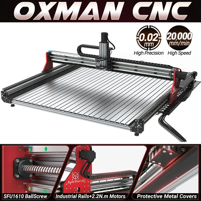BulkMan3D OXMAN zestaw routera CNC SFU1610 śruba kulowa podwójne szyny liniowe 4-osiowy grawer przemysłowy do cięcia metalu, drewna i akrylu