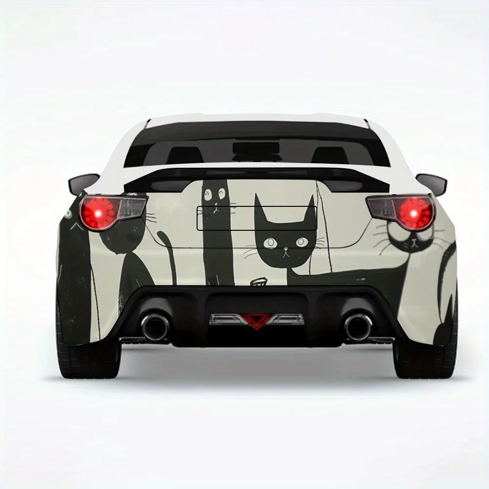 

Милые черные кошки, забавная автомобильная наклейка, виниловая наклейка на заднюю часть автомобиля, водонепроницаемые самоклеящиеся виниловые наклейки для хвоста и бампера автомобиля, D