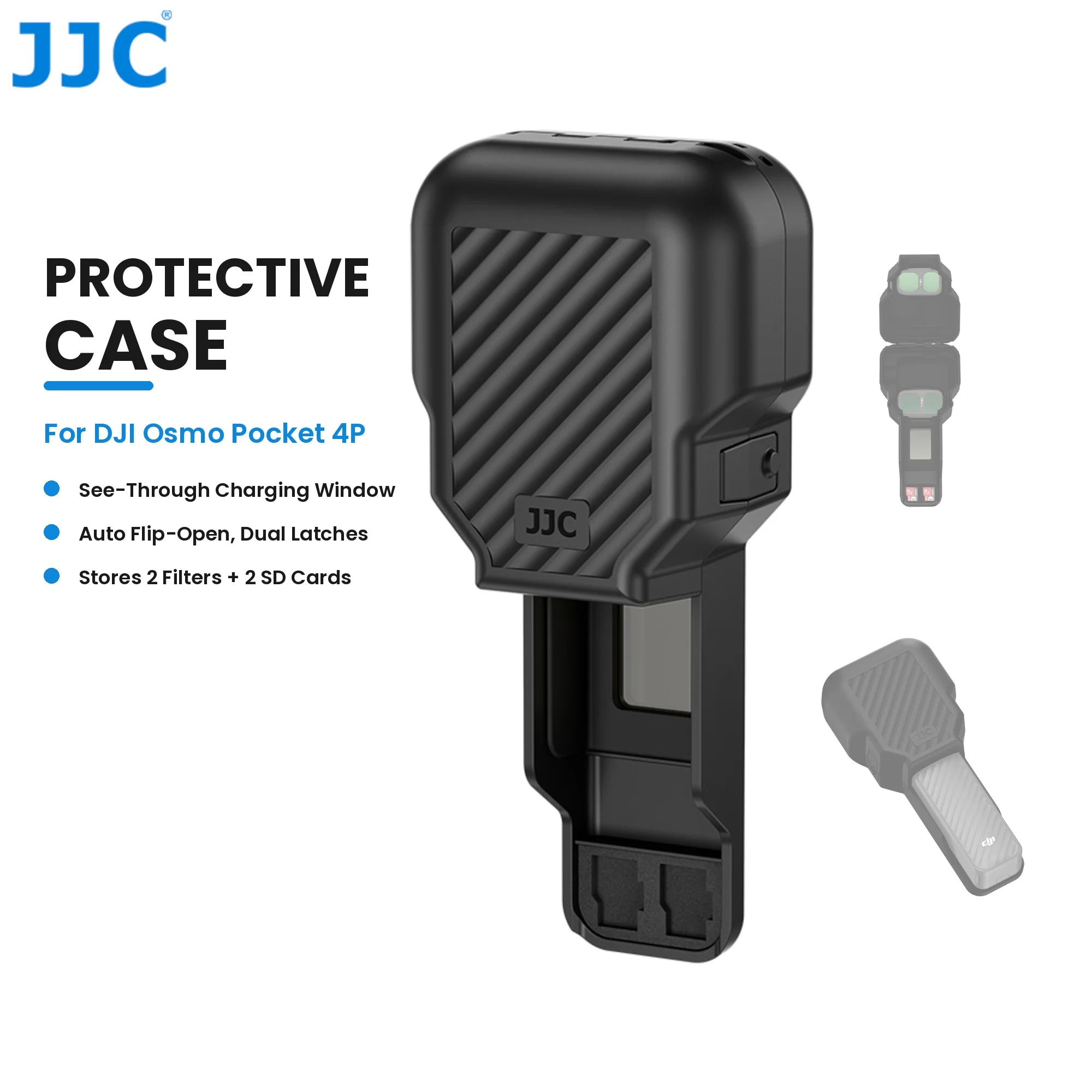 Image of JJC Halbschutzgehäuse für Dji Osmo Pocket 4P Hülle Coque Objektivschutz Schale mit 2 TF-Karten-Filtersteckplätzen Kamerazubehör