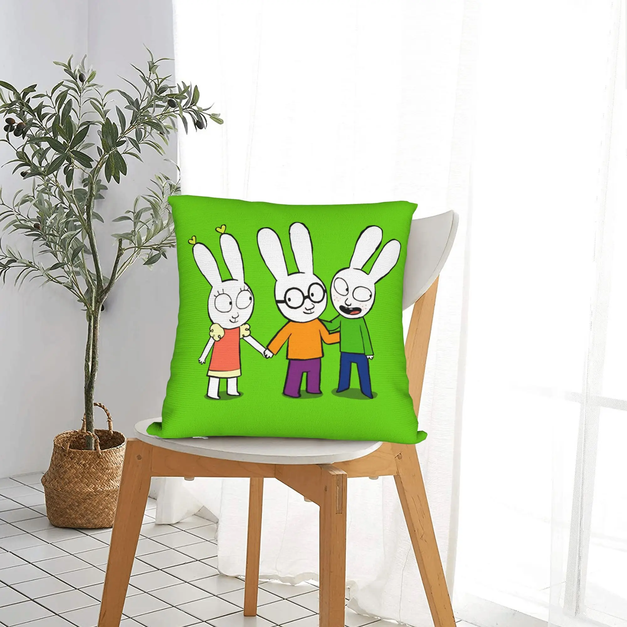 Cute Simons Super Rabbit Throw Pillow Cover Polyester Cushions for Sofa  Vintage Pillowcover Home Decor