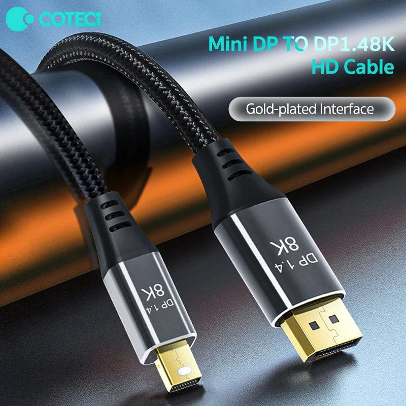 COTECi Mini DP To Displayport 1.4 Cable DP 8K 60Hz 4K 144Hz 2K 165Hz HDR Video Audio Cable for Laptop HDTV Monitor PS4/5