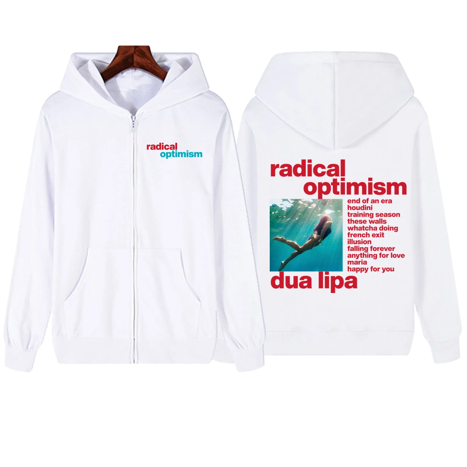 Dua  Radical Optimism 2024  Zipper Hoodie Lipa Harajuku Hip Hop Sweatshirt