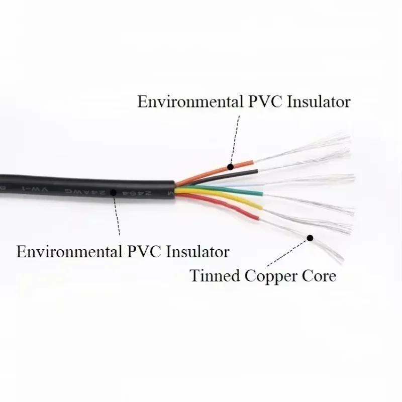 1 متر UL2464 أسود/أبيض متعدد النواة سلك 30 28 26 24 22 20 18 16 14AWG PVC معزول 2 ~ 10 النوى إشارة كهربائية كابل الصوت