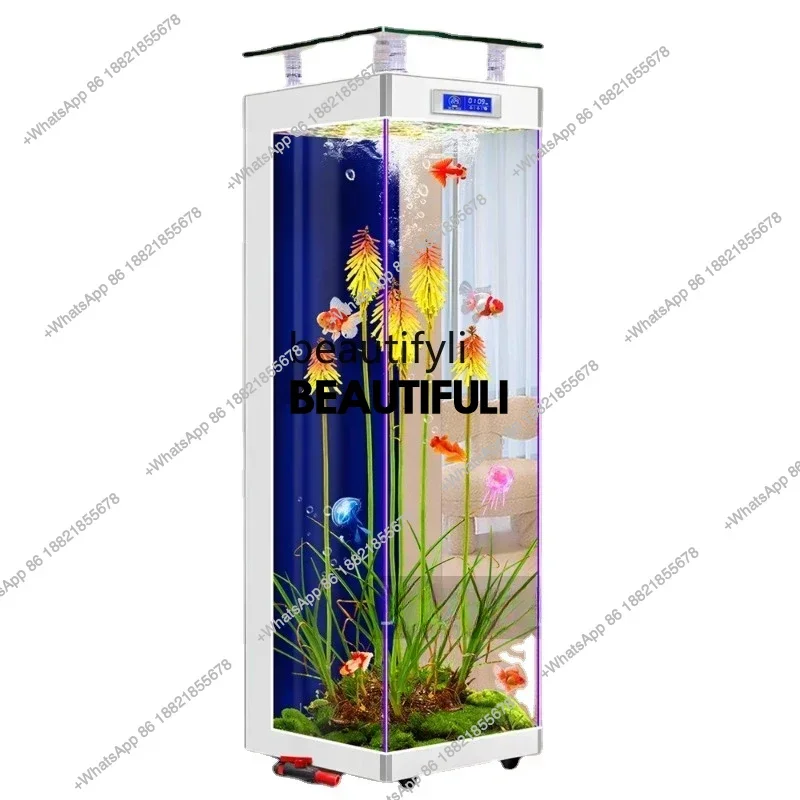 new New TV Cabinet Fish Tank Living Room Small Floor Ecological Change Water Glass Aquarium Household ss 8617