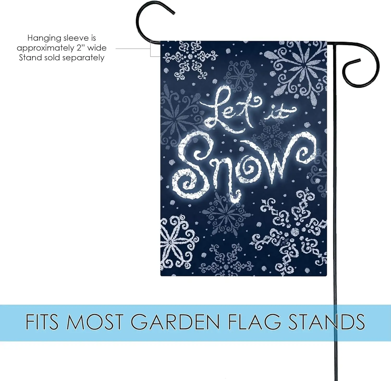 تولاند حديقة المنزل 117280 Let It Snow Winter Garden Flag 12x18 بوصة مزدوجة الجوانب لتزيين ساحة المنزل الخارجية FFI