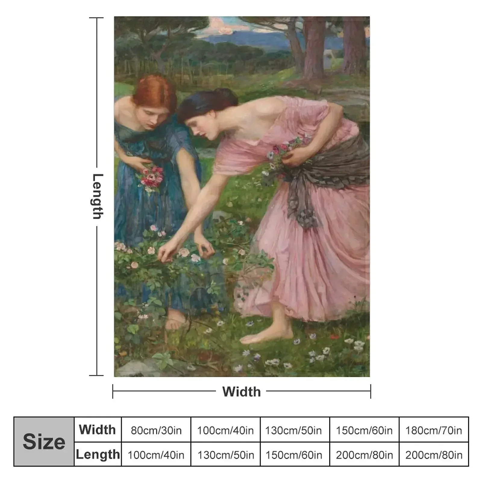 John William Waterhouse - Gather Ye Rosebuds Throw Blanket Travel Quilt Hairys Shaggy Blankets