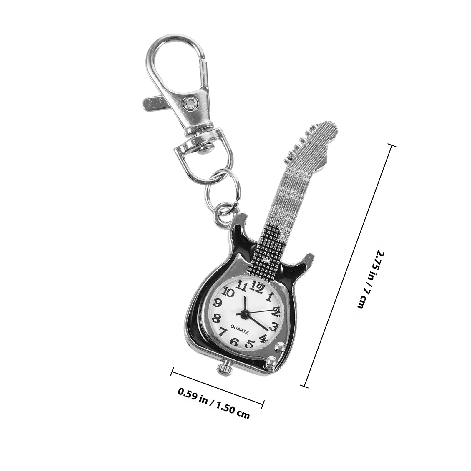 الرجعية الكوارتز الغيتار ساعة الجيب المفاتيح حقيبة للحمل قلادة خمر كليب على قلادة للجنسين ساعة ملحق لطيف المفاتيح #4