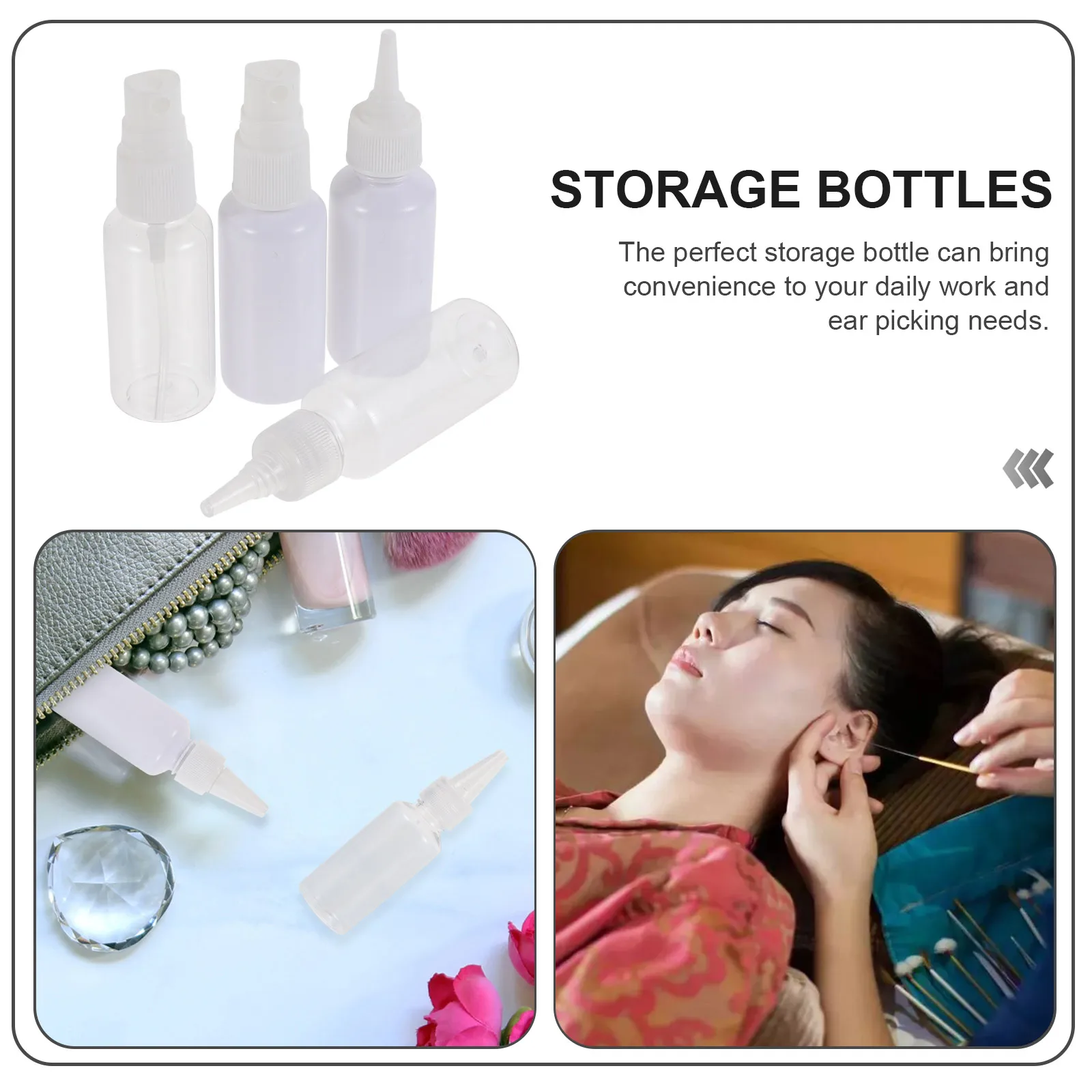 

4 Pcs Ear Picking Tool Spray Bottle Mini Culture Medium Wax Cleaning Dropper Plastic Transparent Removal Travel