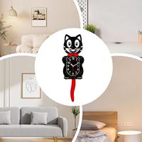Non Ticking Funny Vintage Wall Clocks With Moving Tail Cute Cat Classic Clock For Living Room Kitchen Study Home Office School