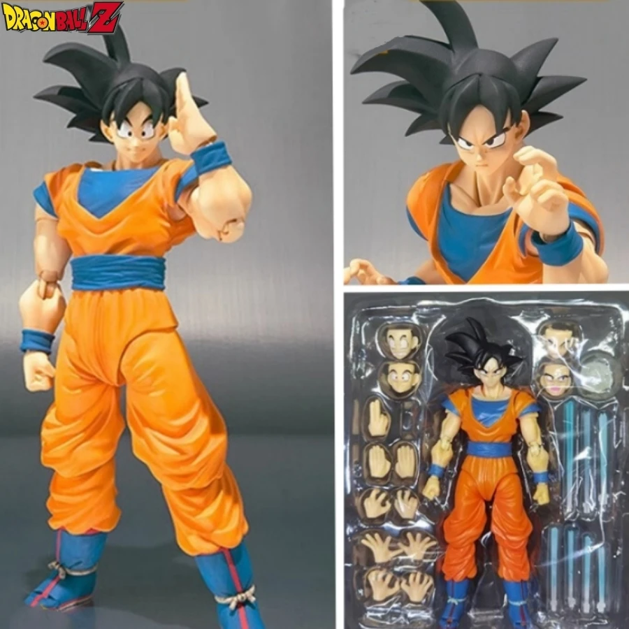 Shf Dragon Ball Joint Action Figure Goku Sun 2nd Generation Black Haired Red Clothes Collection Figures Model Ornament Toy Gift