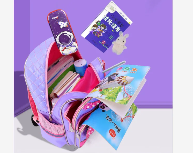 Escola rodado mochila para meninas saco de escola primária de couro do plutônio com rodas saco do trole da escola dos miúdos mochila de rolamento escolar carrinho