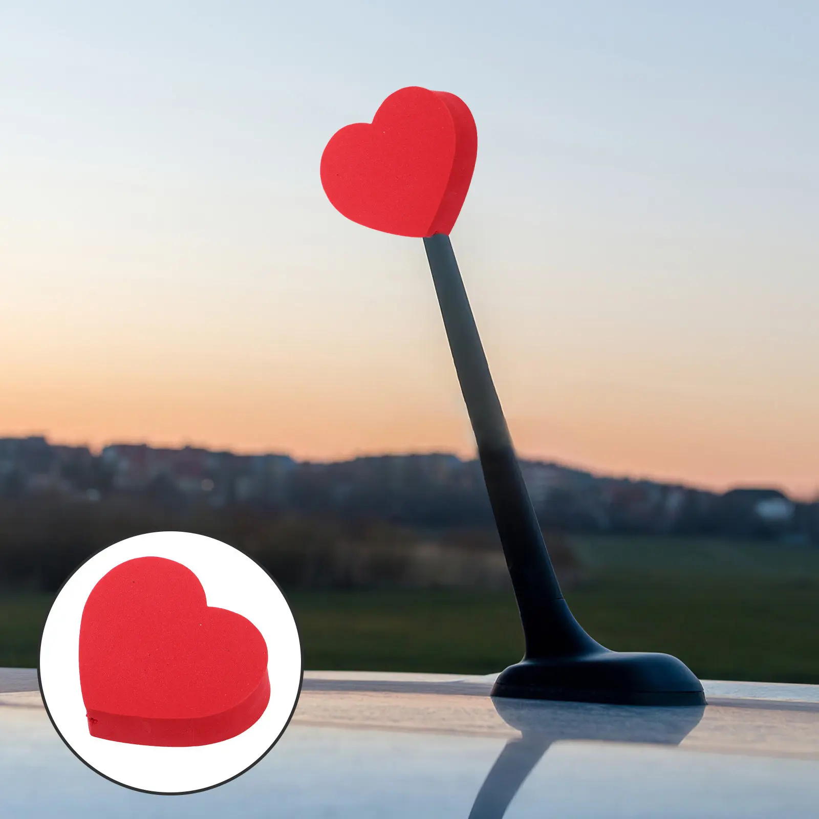 5Pcs Cute Heart Car Antenna Topper for Women Premium Waterproof Sunproof Vehicle Antenna Decoration Car Exterior Accessories