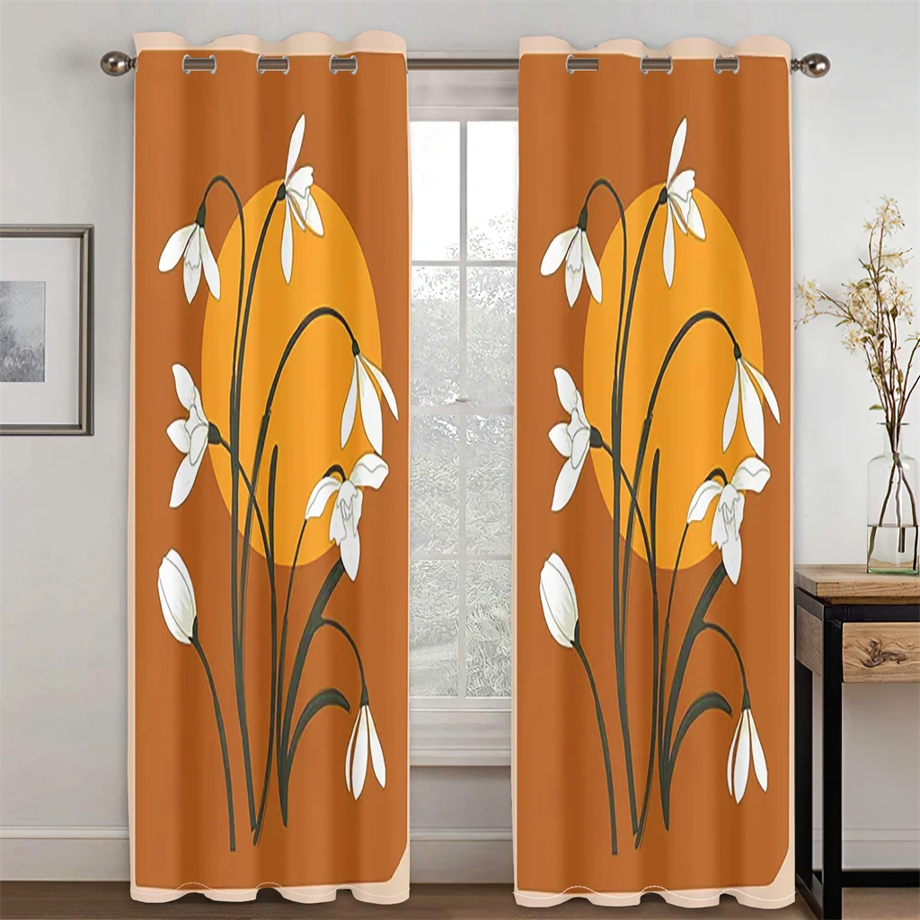 

Modern Home Minimalist Style Plant Leaves Flowers Curtains 2 Panel Nordic Wind Living Room Bedroom Decorative Curtains