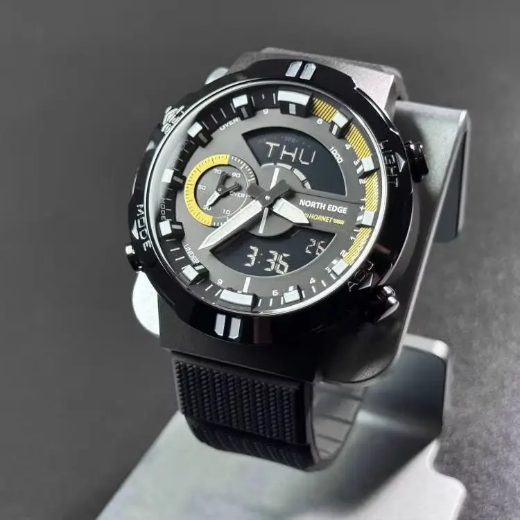 Black Gold Men Outdoor Sports Smart Wristwatch, Waterproof Multi Function Student Watch Alarm Stopwatch Countdown