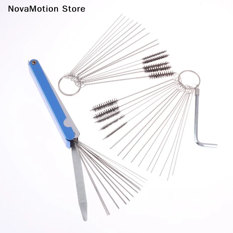 1 Set Carburetor Carbon Dirt Jet Remove Cleaning Needles Brushes Cleaner Tool For Automobile Motorcycle ATV Welder Carb Chainsaw - view 3