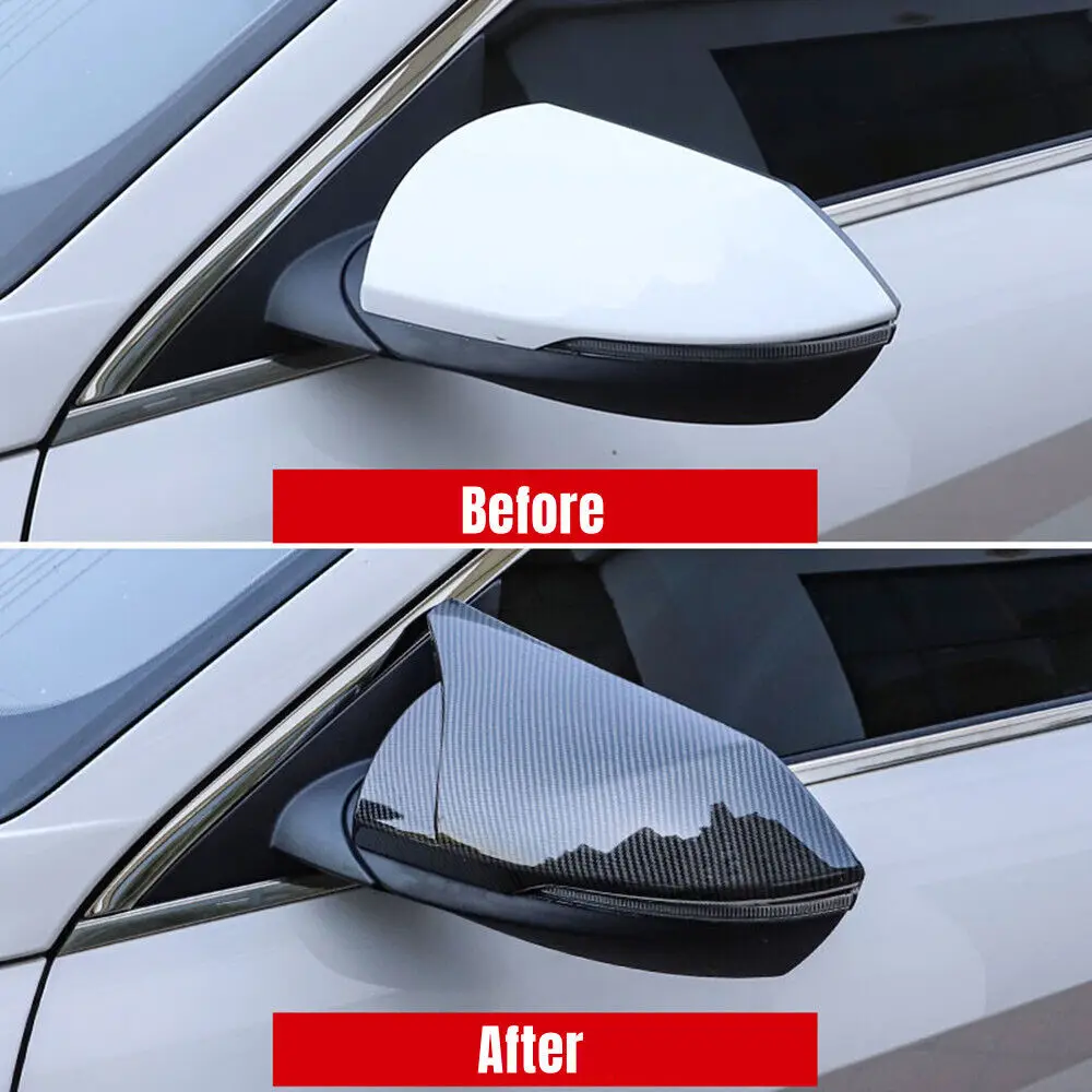 For Hyundai Elantra 2021 2022 Car Rearview Side Mirror Cover Wing Cap Exterior Sticker Door Rear View Case Trim Carbon Fiber