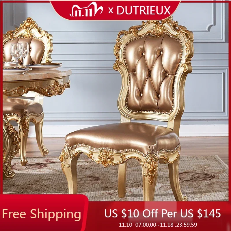 

Luxury Modern Chairs Dining Wood Gold Queen Arm Leather Cute Nordic Armchair Back Support Muebles De La Sala Home Furniture