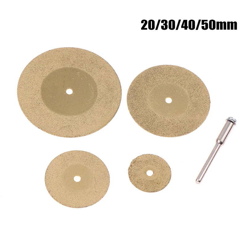 5Pcs 20/30/40/50mm Diamond Cutting Disc For Rotary Tools TiN Coated Circular Saw Blade For Cutting Gemstone Glass Ceramic