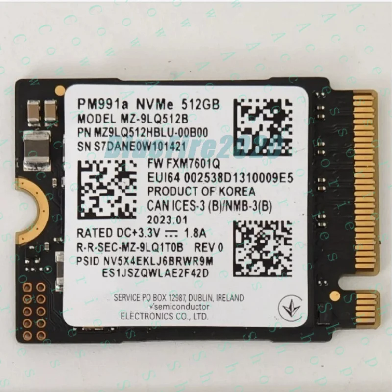 

SSD-накопитель PP+FOR SAMSUNG PM991a 512 ГБ M.2 2230 NVMe PCIe для Microsoft Surface, Steam Deck, ПК