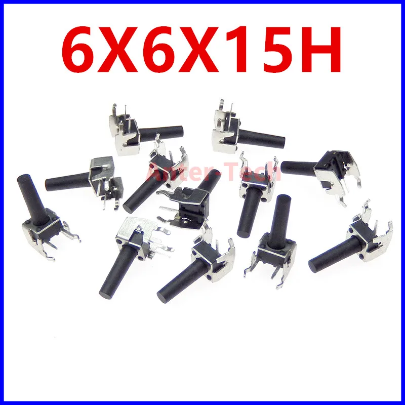 20PCS 6X6X15H 6*6*15mm 4Pin touch button micro switch Self-reset 90 degrees side insert with bracket