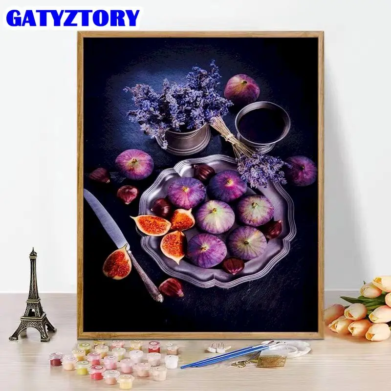 

GATYZTORY Modern Painting By Numbers With Frame Kits Fruit Landscape Picture With Numbers For Home Wall Art Picture