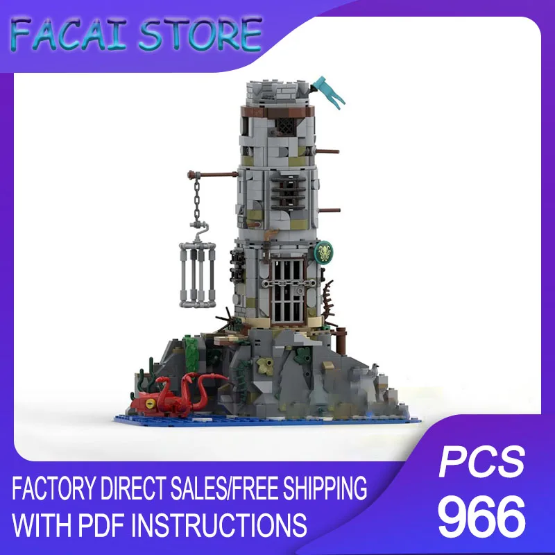 

Pirate Fortress Model Moc Building Bricks Modular Prison Tower Model Technology Blocks Christmas DIY Toy Construction Gifts