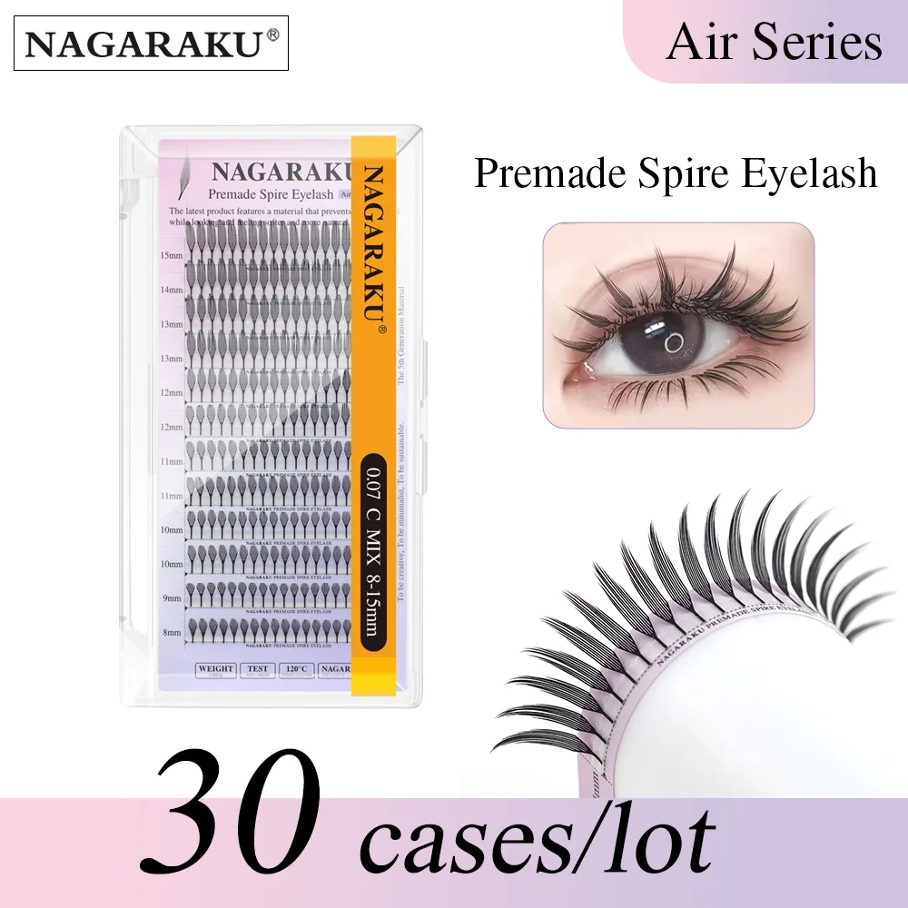 NAGARAKU 30 Packungen Vorgefertigte Spire Flying Spire Wimpernverlängerungen Anime-Effekt Weiche Comic-Wimpern – Detail 1