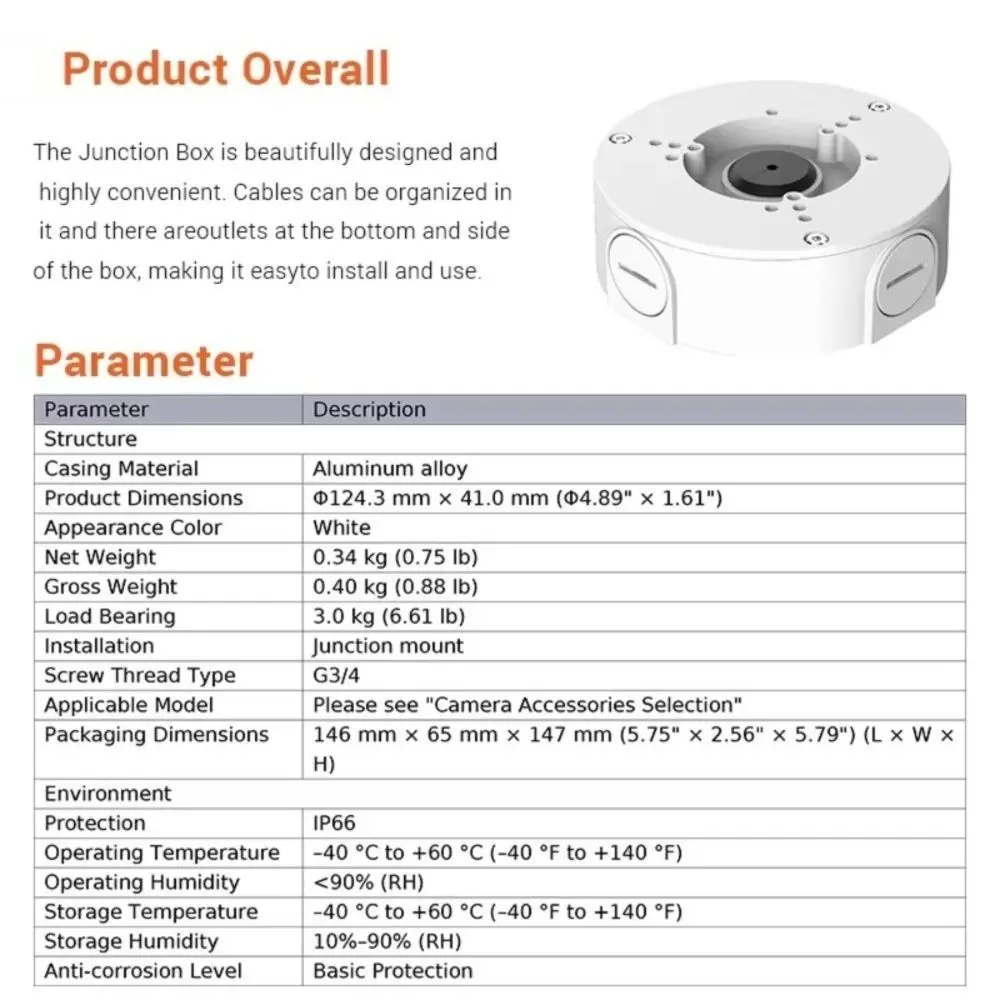 PFA130-E Camera Junction Box IP66 Water-proof Aluminum Camera PTZ Stand Camera Holder for Hikvision Dahua TP-LINK Camera