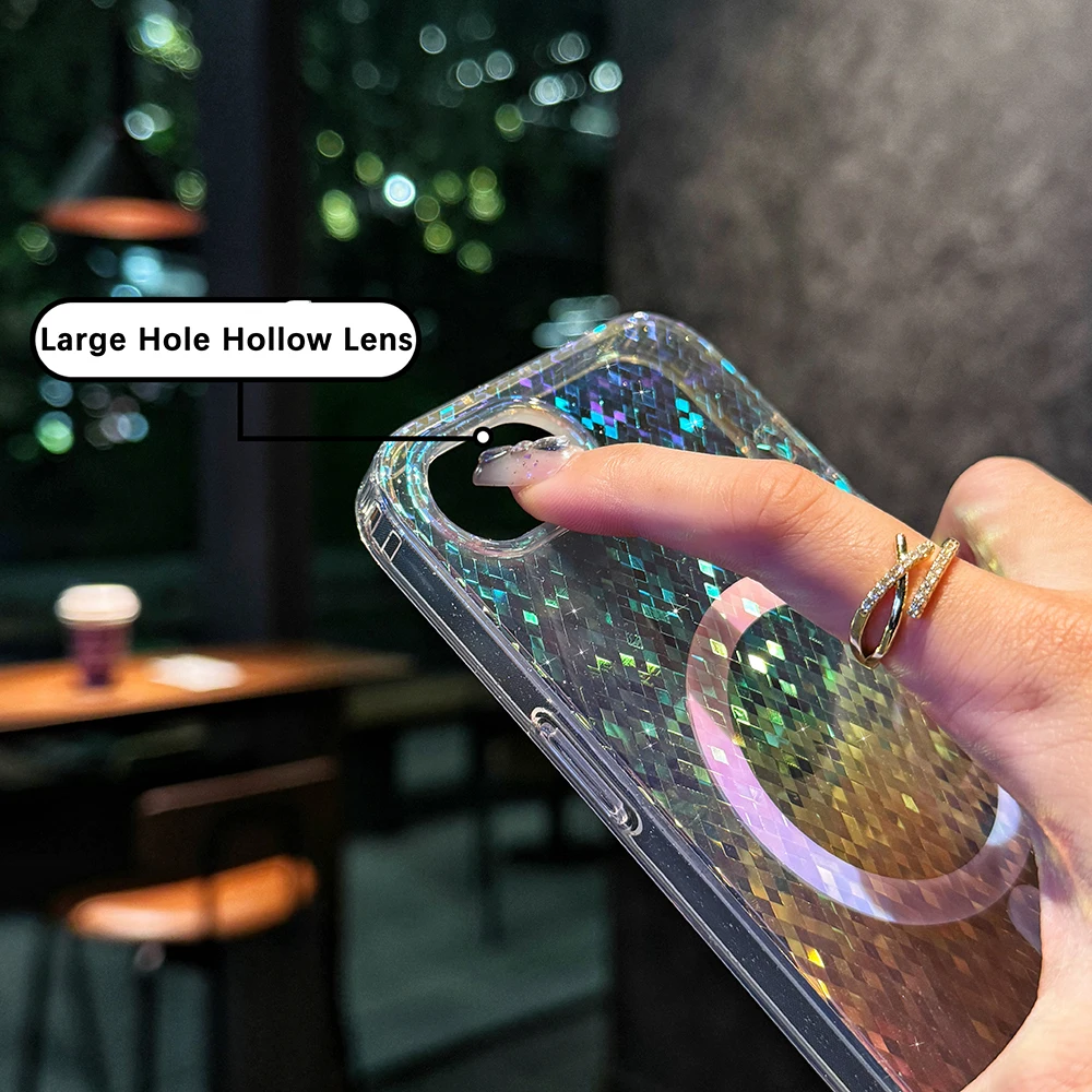 قوس قزح التدرج بريق بلينغ شبكة نمط الحال بالنسبة آيفون 16E 16 15 14 زائد 13 12 11 برو ماكس الملونة واضح غطاء مقاوم للصدمات