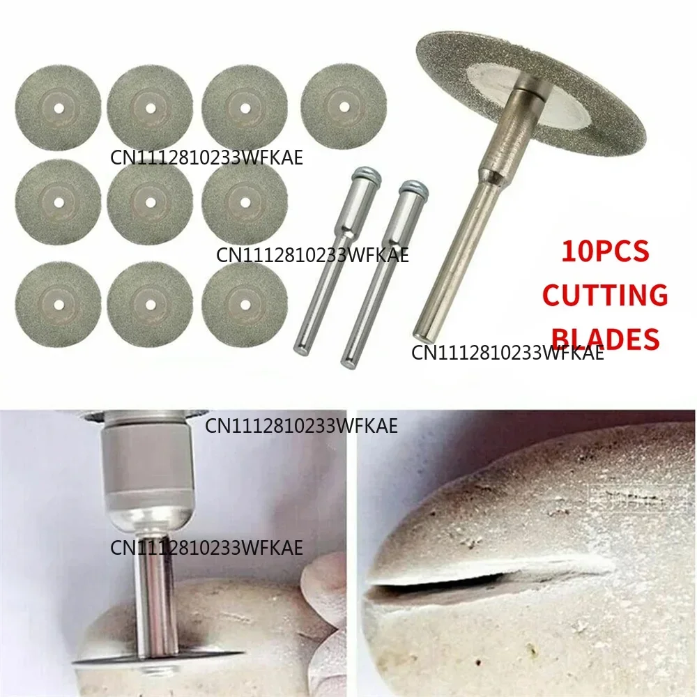 10pcs Diamond Cutting Wheel Sawing Bladings with 2 Connection 20mm Cut Cutter Discs for Rotary Tool