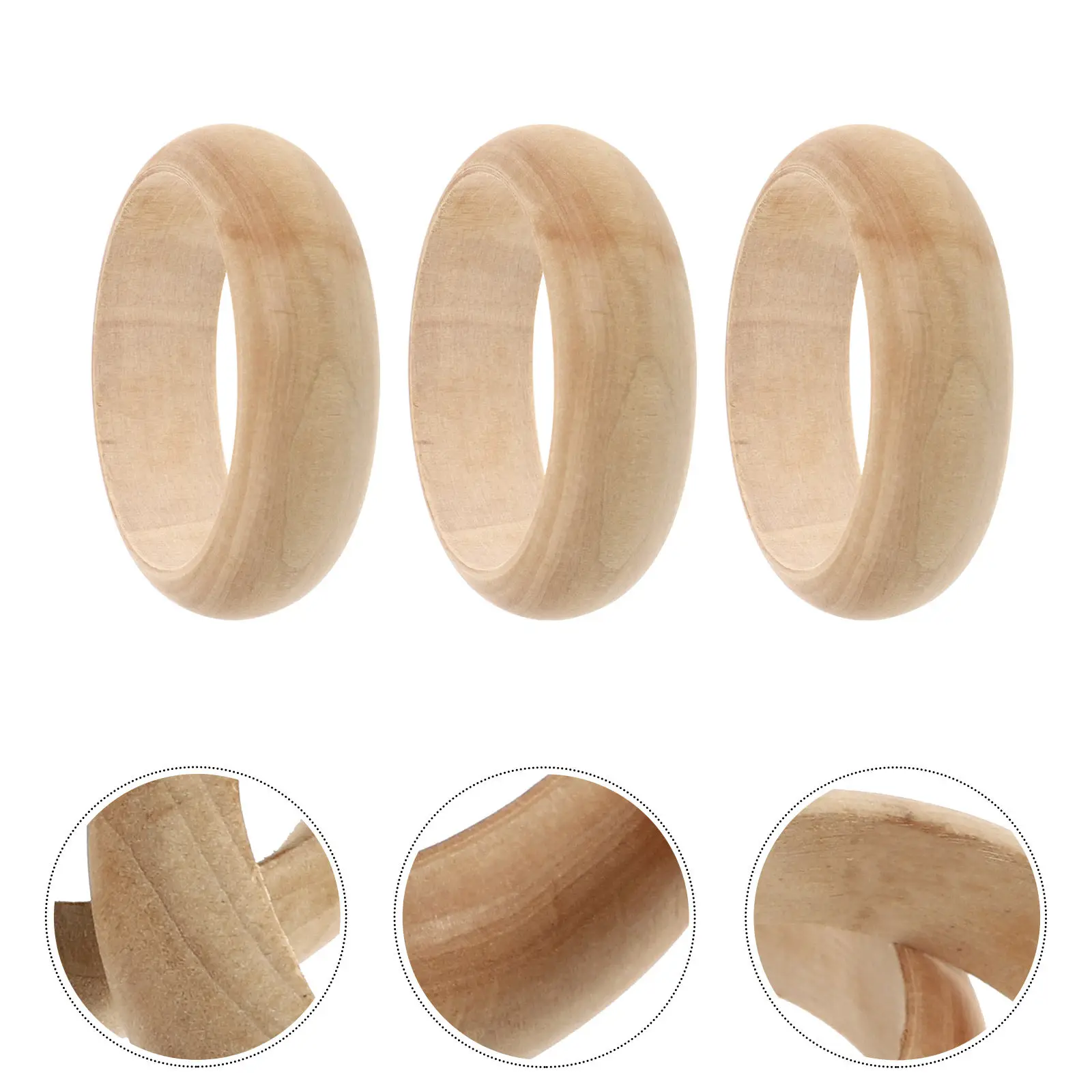 

Набор из 3 натуральных деревянных колец для рукоделия: гладкие, неокрашенные заготовки для браслетов и декоративных проектов
