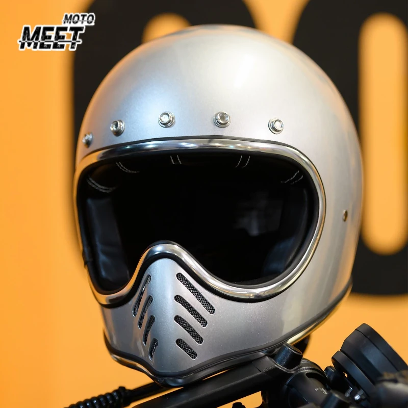 

Brand GR Ride Chrome Plated Silver Edge Retro Mountain Bike Cap Minimoto3 Off-road Decorative Small Helmet Body Accessories