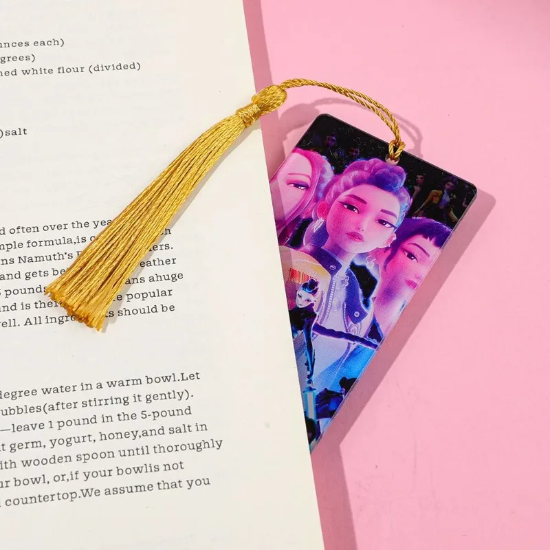 Neue KPop Demon Hunters Zoey Rumi Mira personalisierte kreative Acryl-Lesezeichen, praktisch zum Lesen von Schülern mit Quastenanhängern