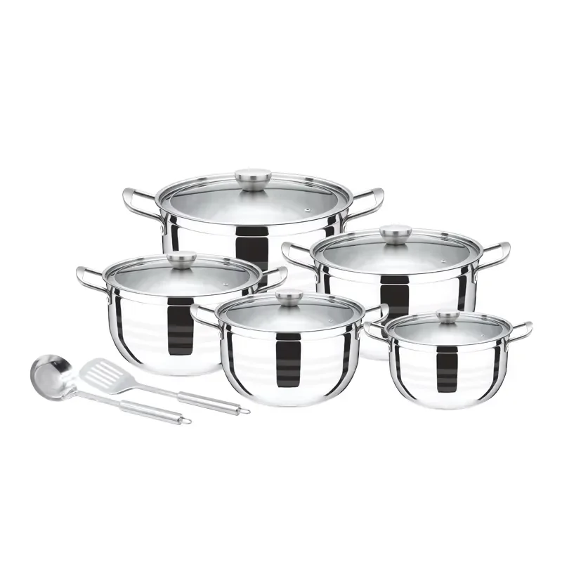 12 Piece Stainless Steel Cookware Set Non Stick Pots And Pans Kitchen Cooking Utensils Gift For Home Chef Durable Metal Pan