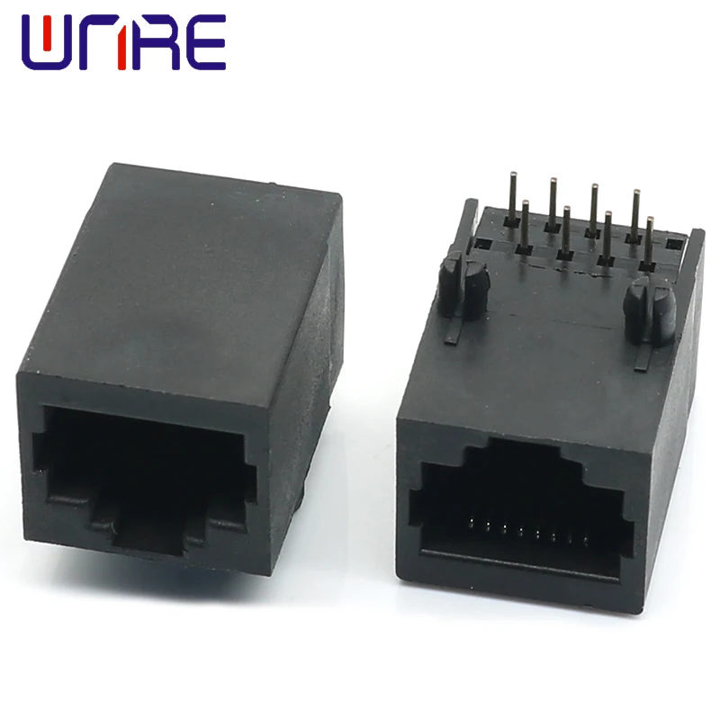 RJ45-59 Single Port Full Plastic 10P8C Black Without Light Network Socket Connector Interface Environmentally Friendly Connector