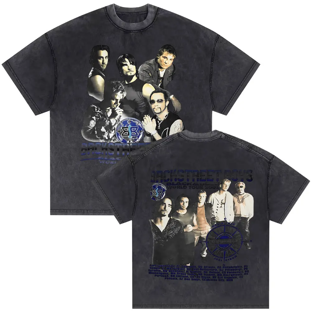 

Limited Edition Backstreet Boys Black & Blue World Tour Graphic T-shirt Men Women Oversized Tshirt 90s Washed Vintage Streetwear