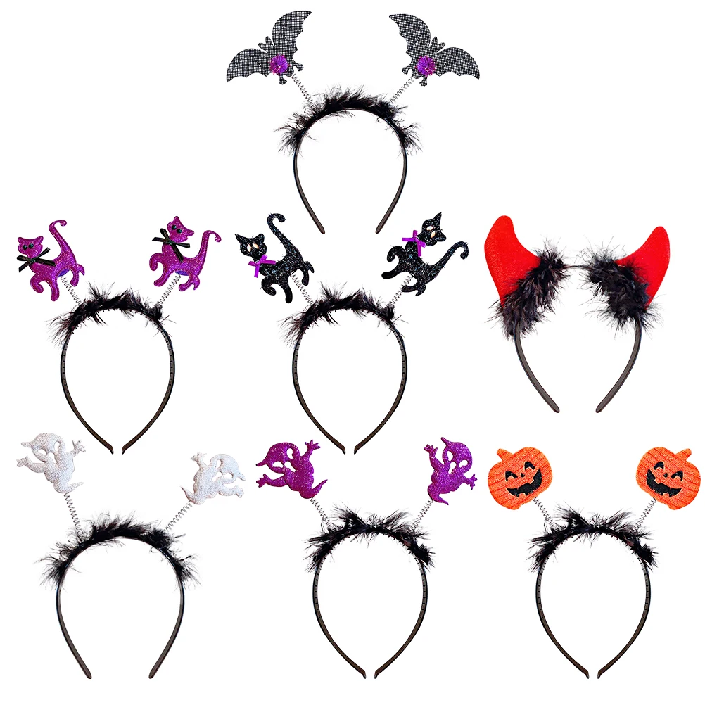 

7pcs Halloween Headdress Headband Child Hair Hoop Flexible Non Fading Stylish Trendy Party Hat Gift