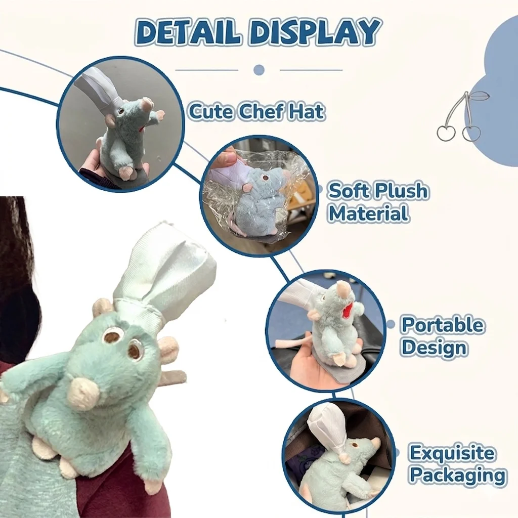 

Anime Ratatouille Chef Remy Magnetic Plush Toy Room Decora Doll Kid Shoulder Plush Doll Decoration Headband Toys Birthday Gifts