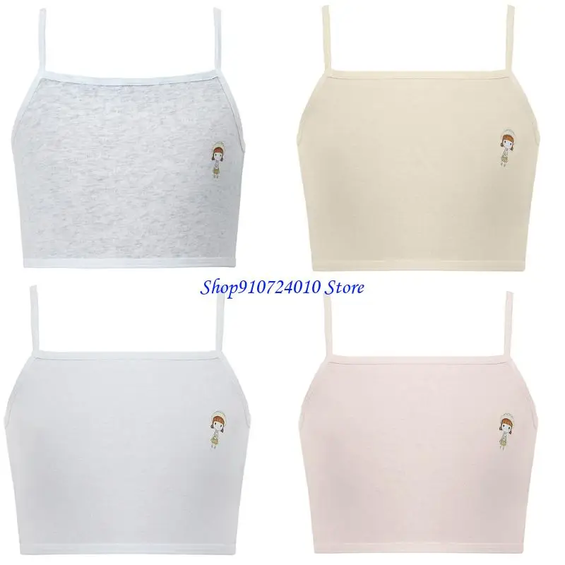 

77HD Comfortable Breathable Kids Camisole Bra Soft Fabric Gentle On Delicate Skin for Girls 9-12T without Steel Rings