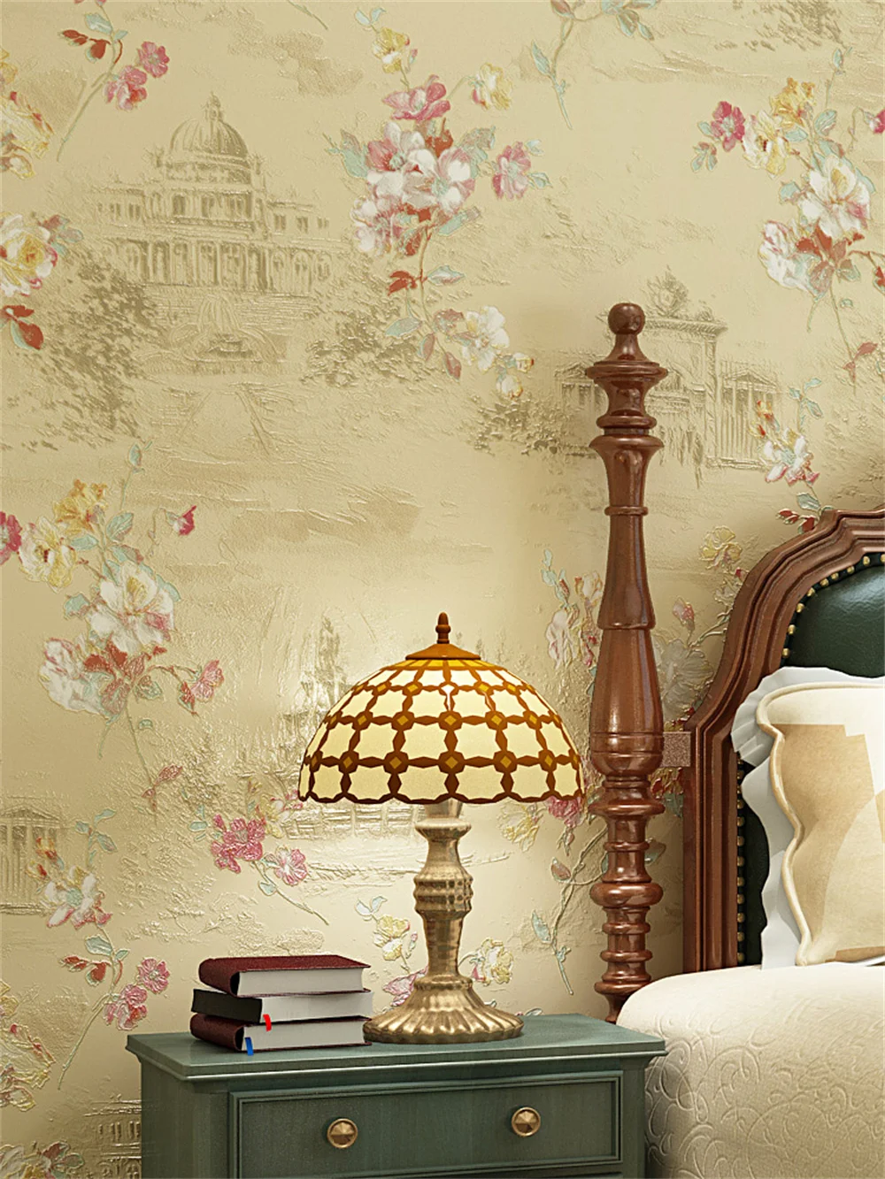 American Rustic Pastrol Wallpapers Home Decor Vintage Flower Wallpaper Roll for Living Room Bedroom Wall