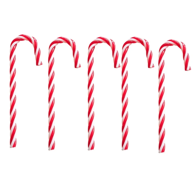 5Pieces Festival Plastic Candy Canes Ornament for Christmas Tree Assorted Color Christmas Party Supplies Decoration