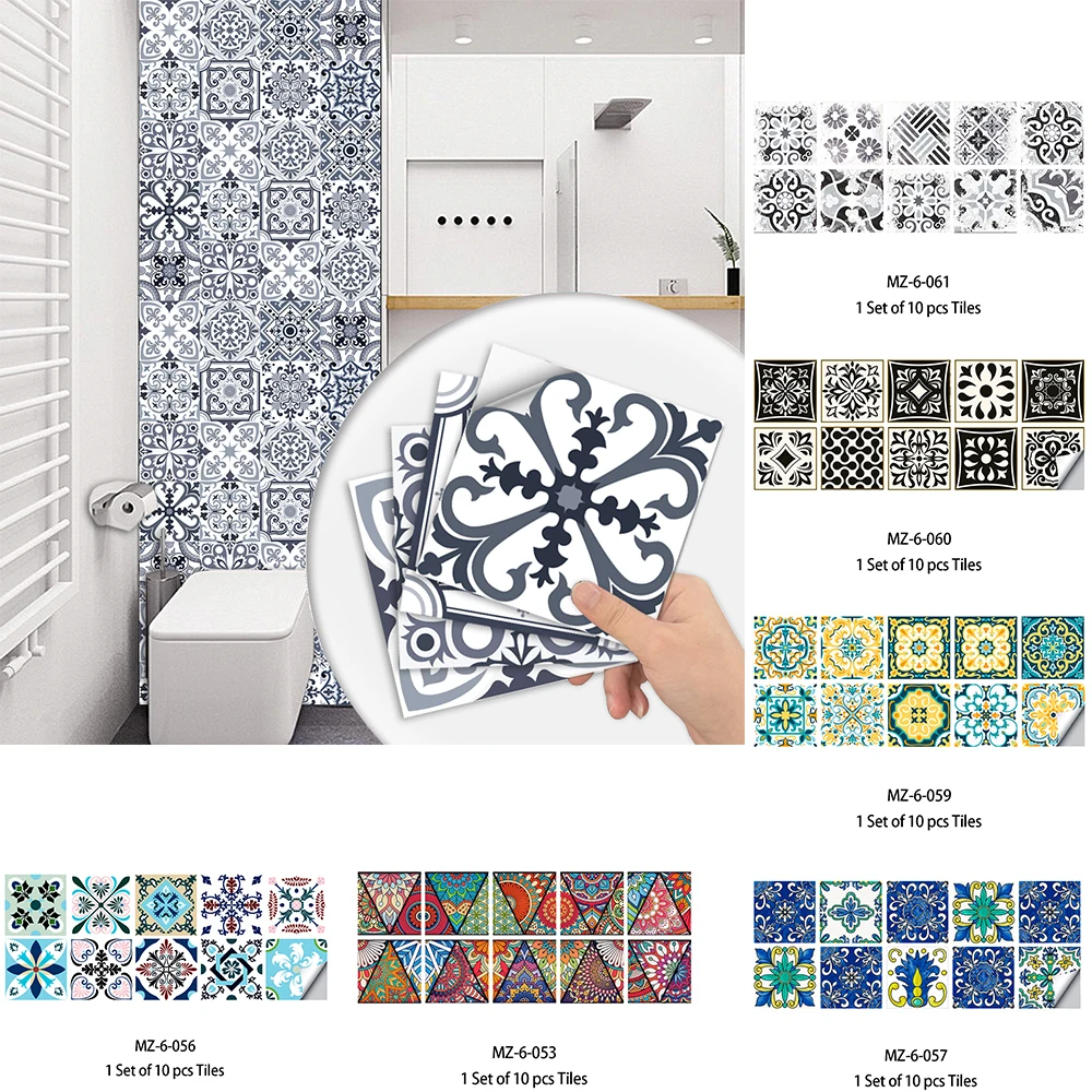 10pcs 10/15/20cm Marble Matte Tile Floor Stickers Transfers Covers Living Room Mural Table Vinyl Wall Sticker Non-slip Wallpaper