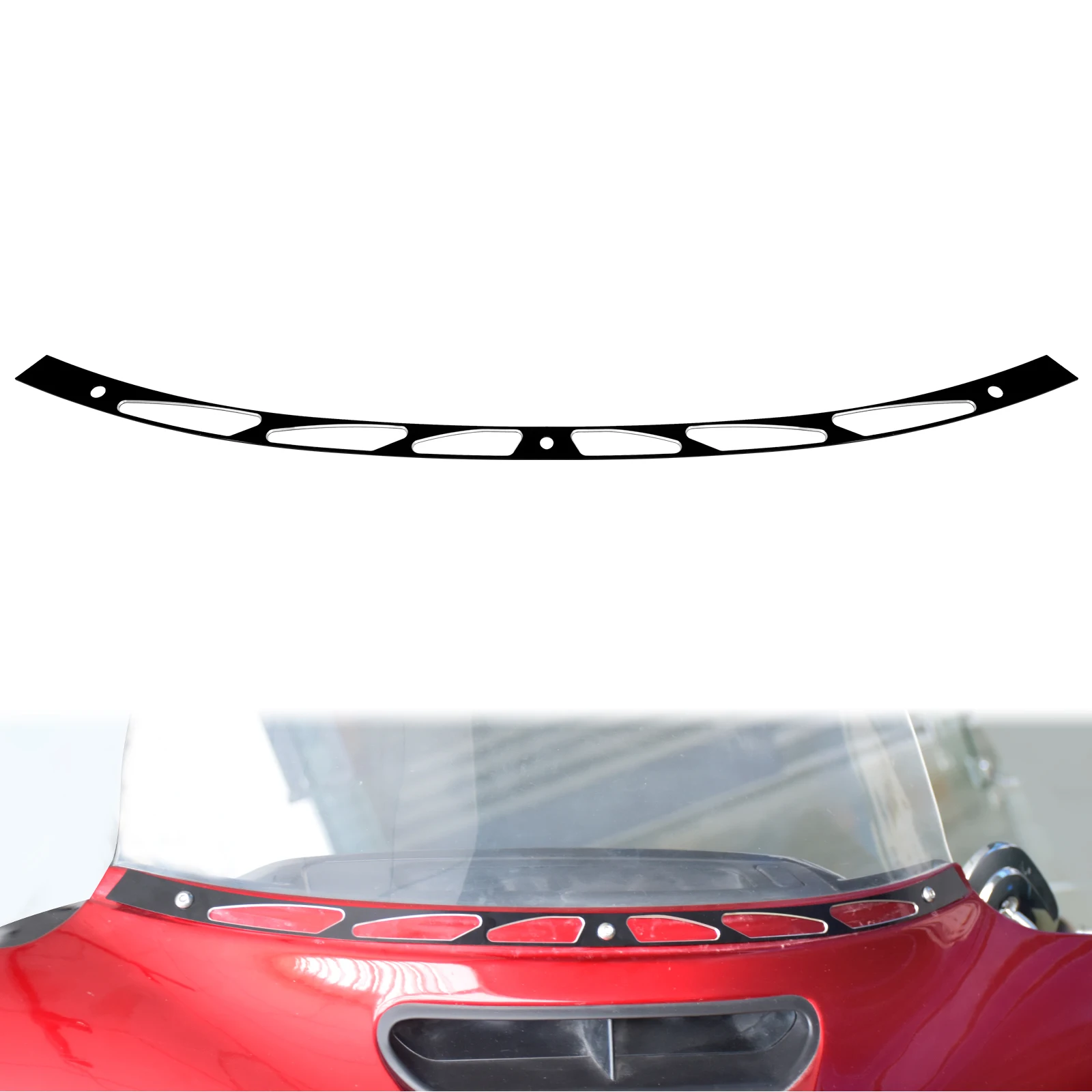 

Motorcycle Black Hollow Fairing Windshield Trim Fit For Harley For Touring Street Glide 14-2023