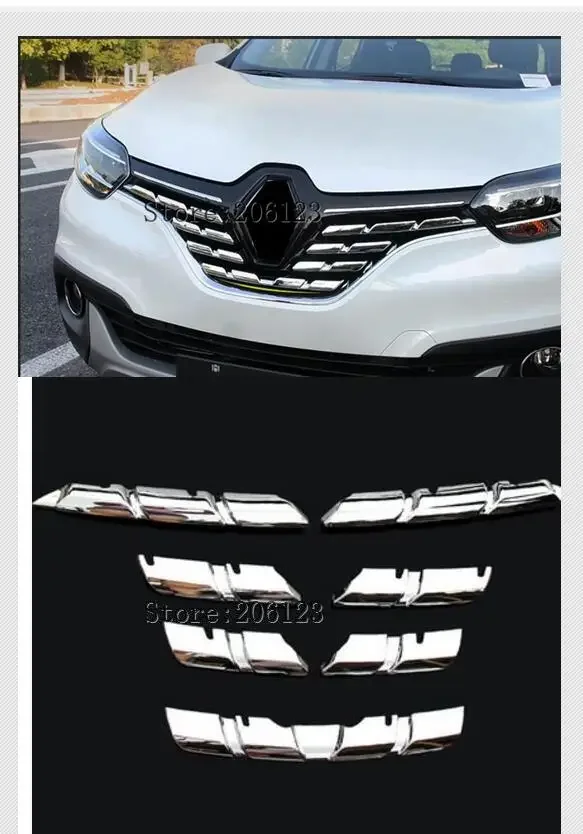 For Renault Kadjar 2015 2016 2017 2018 Chrome Front Mesh Grill Bumper Cover Trim Insert Bonnet Garnish Molding Guard Protector