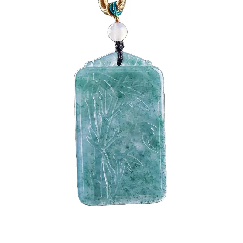Natural A-grade Jadeite Pendant with Bamboo Knot Design for Success and Progression 5