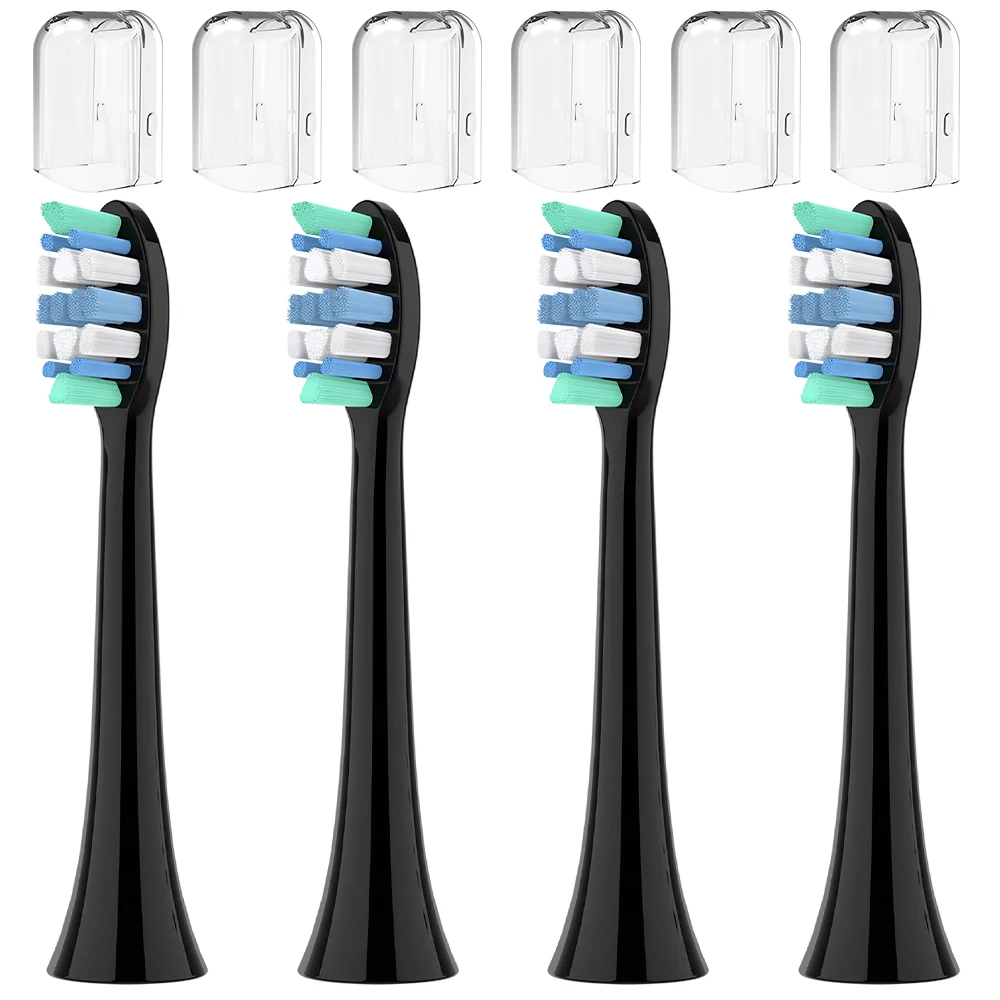 4 pk Replacement Brush Heads & 6 pk Toothbrush Head Covers Compatible with Philips Sonicare Electric Toothbrushes, for 4300 5100