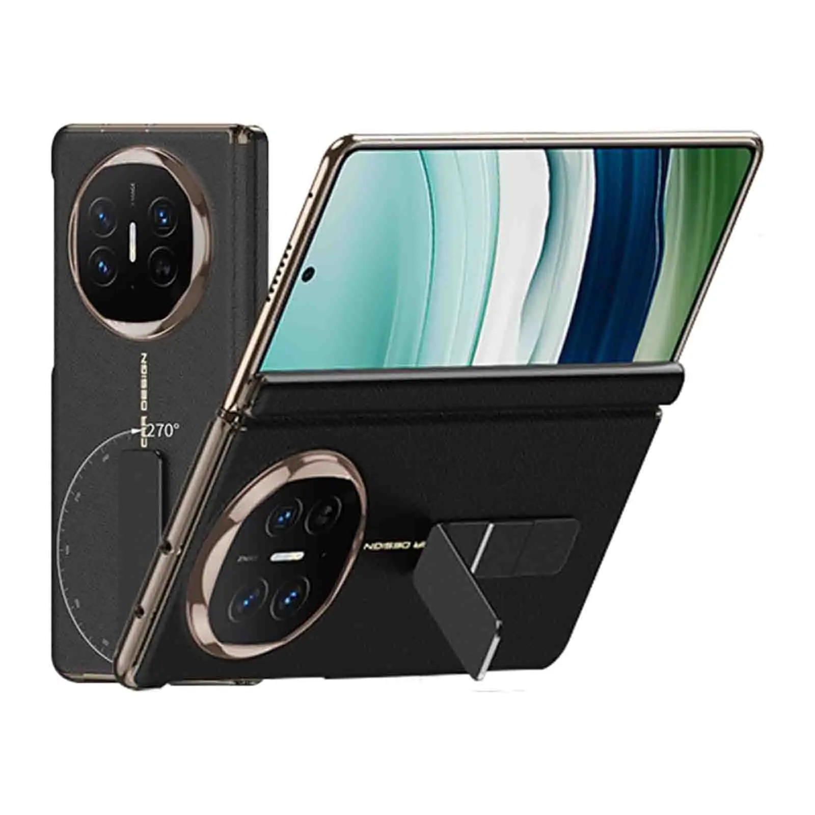 

Luxury Leather Case for Huawei Mate X6 - Rotatable Holder Stand with Anti-Scratch Hinge Protection | Anti-Fall Business Back