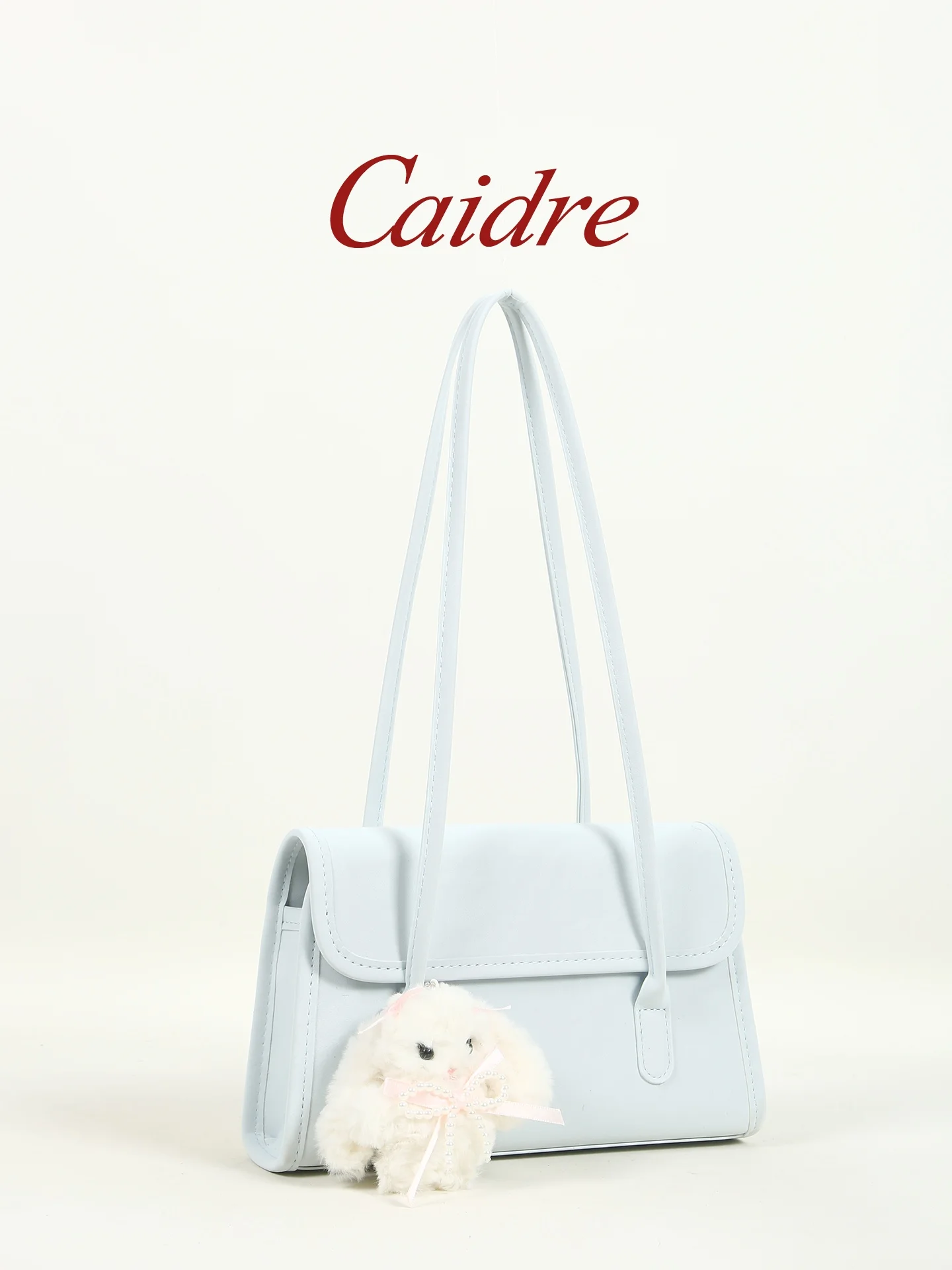 Caidre Commuter Handbag Women's Cute Underarm Bag Double Shoulder Pure Color PU Leather Magnetic Buckle Closure Fashionable