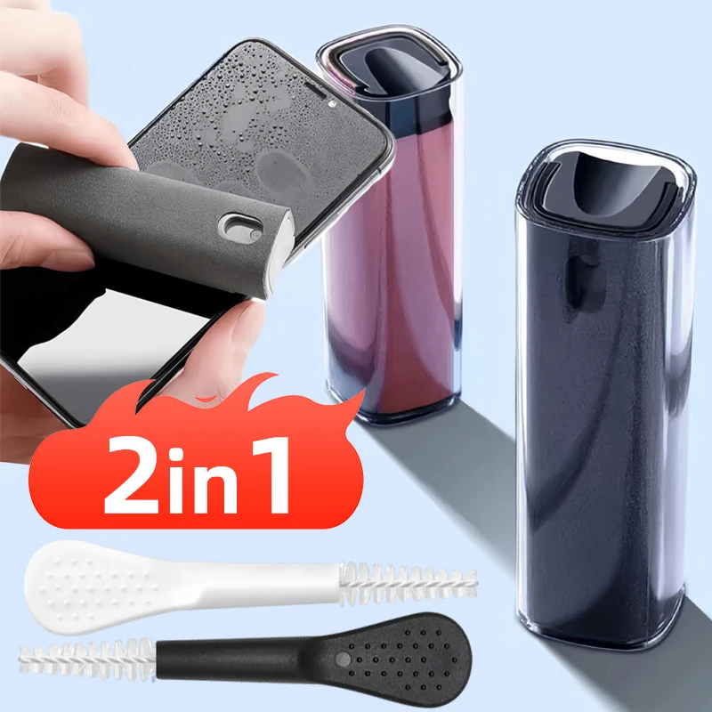 2 in 1 Screen Cleaner Spray Bottle Set Portable Reusable Cleaning Solution for Phone Laptop PC IPad Pro Cleaning Solution Tools