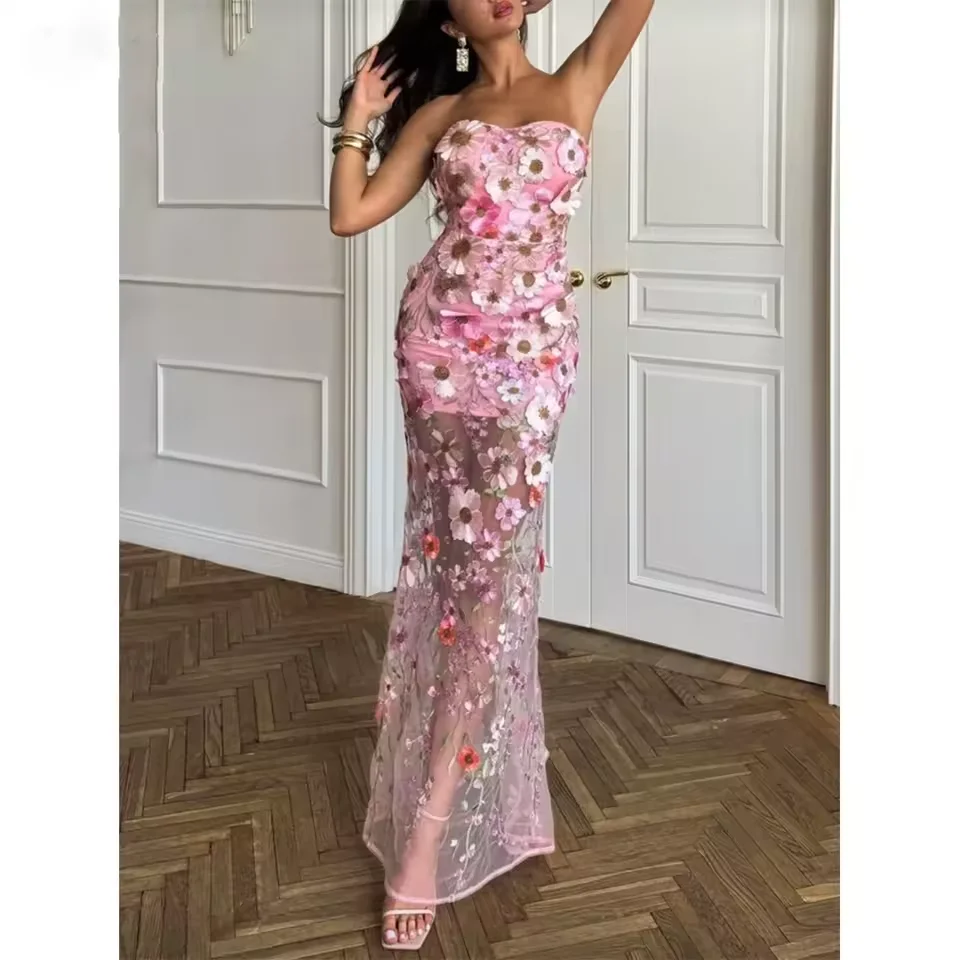 Customized Modern Prom Dress Embroidered 3D Flowers Wedding Party Dresses Off the Shoulder Long Elegant Evening Dress